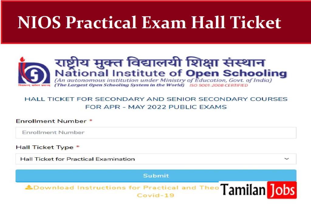 Nios Practical Exam Hall Ticket Released Check Exam Date Here