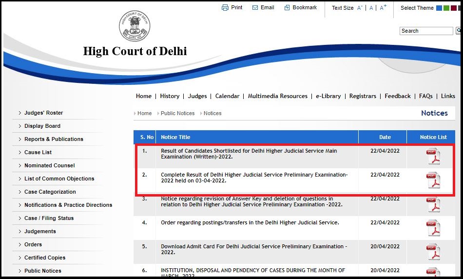 Delhi High Court Judicial Service Result 2022 Revealed Check