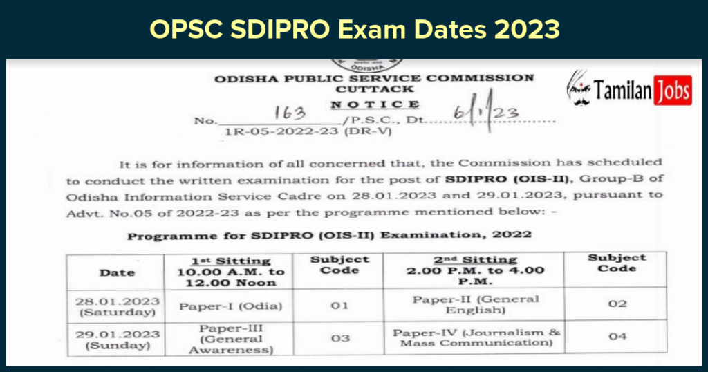 Opsc Sdipro Exam Dates Check Here