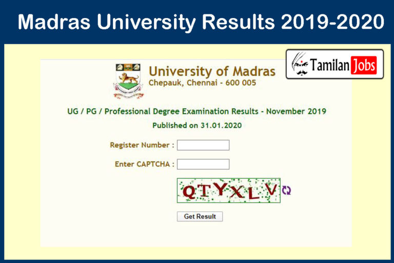 Madras University Results 2019