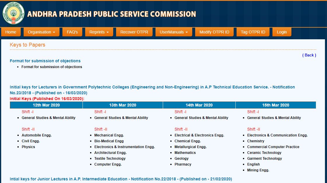 APPSC Divisional Accounts Officer Answer Key 2020 PDF