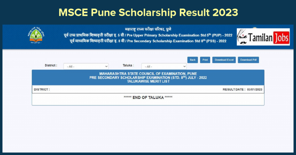 Msce Pune Scholarship Result 2023 5th And 8th Class Merit List