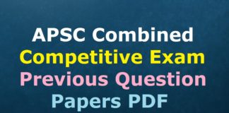 APSC Combined Competitive Exam Previous Question Papers PDF