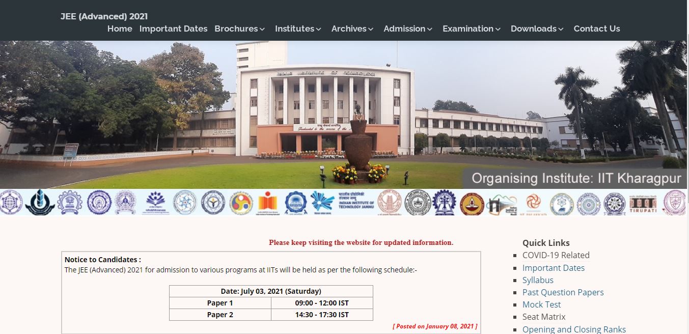 JEE Advanced 2021 Exam Date (Out) jeeadv.ac.in, Exam Schedule