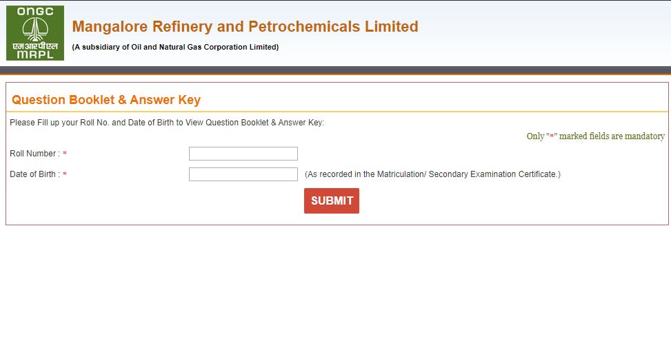 MRPL Non-Management Answer Key 2021