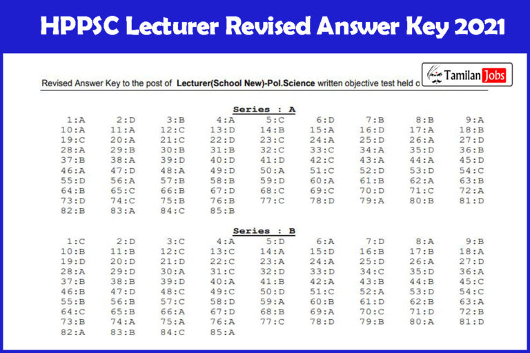 HPPSC Lecturer Revised Answer Key 2021
