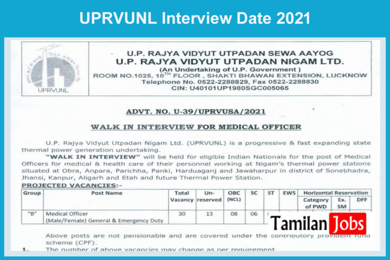 UPRVUNL Interview Date 2021