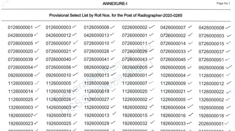 OSSSC Radiographer Result 2021