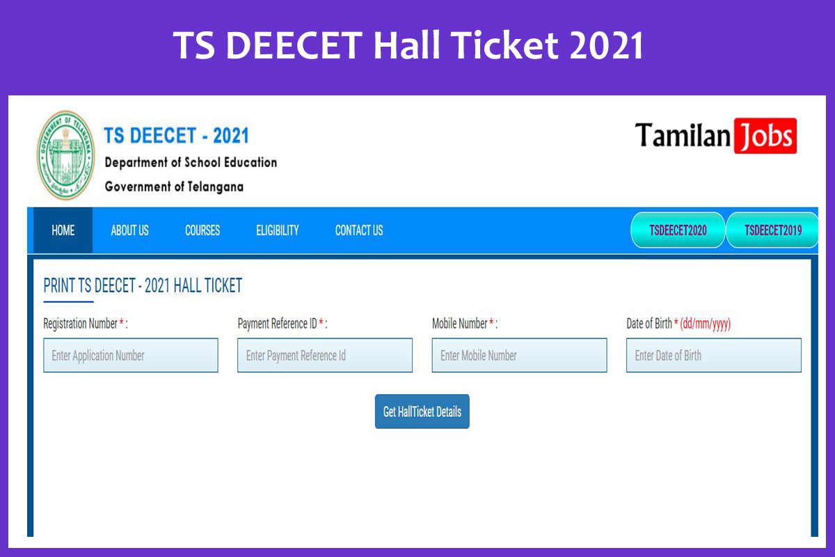 TS DEECET Hall Ticket 2021