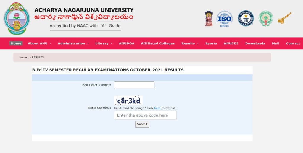 ANU BED 4th Sem Result 2021 Released @ Nagarjunauniversity.ac.in ...