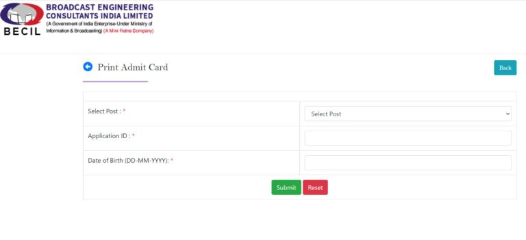 BECIL Admit Card 2021-2022