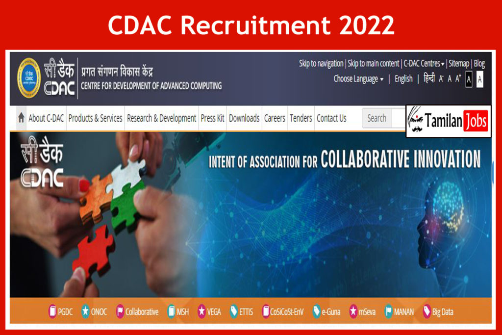 CDAC Chennai Recruitment 2022 Out - Apply Online 19 Project Associate ...