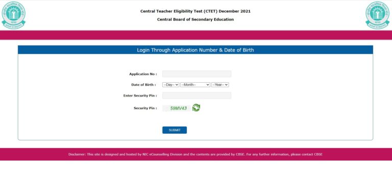 CTET 2022-21 Exam Admit card