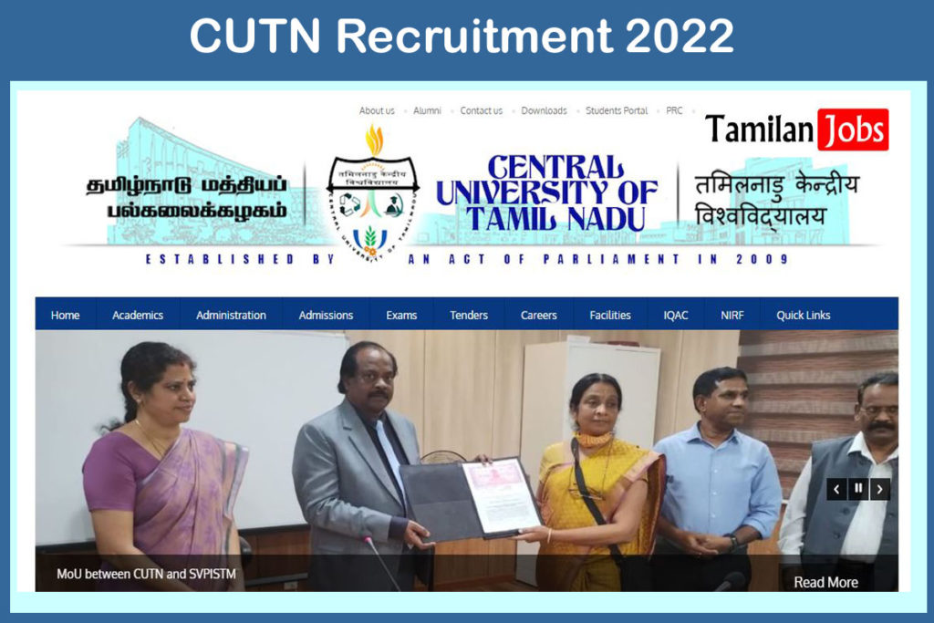 CUTN Recruitment 2022-2023 - Guest Faculty Jobs, Apply Through An Email!