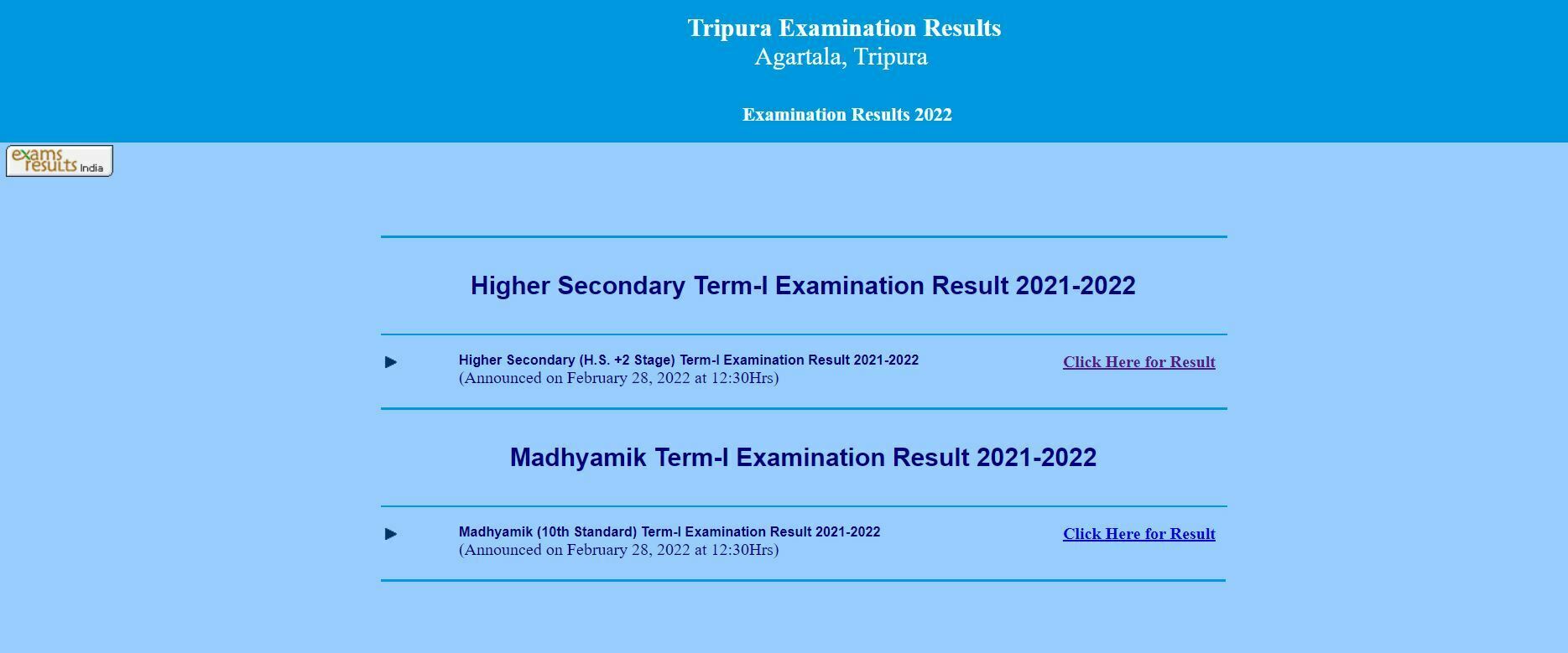 TBSE Madhyamik Result 2022
