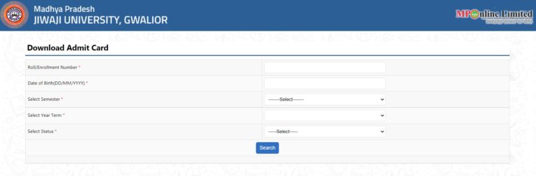 Jiwaji University Mponline Admit Card 2022