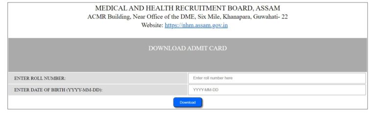 MHRB Assam FSO, Drugs Inspector Admit Card 2022