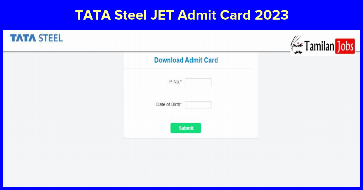 TATA Steel Admit Card 2023 Out Direct Link to Download TATA Steel Junior  Engineer Trainee Admit Card tatasteel.com