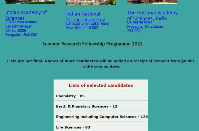 IAS SRFP Result 2022 (Announced), Download Selection List Here
