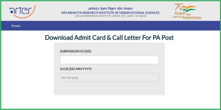 ARIES Personal Assistant, LDC, MTS Admit Card 2022 Declared Download Here