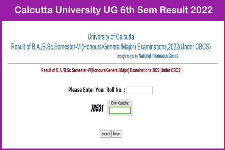 Calcutta University UG 6th Sem Result 2022