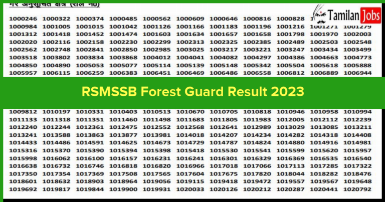 RSMSSB Forest Guard Result 2023