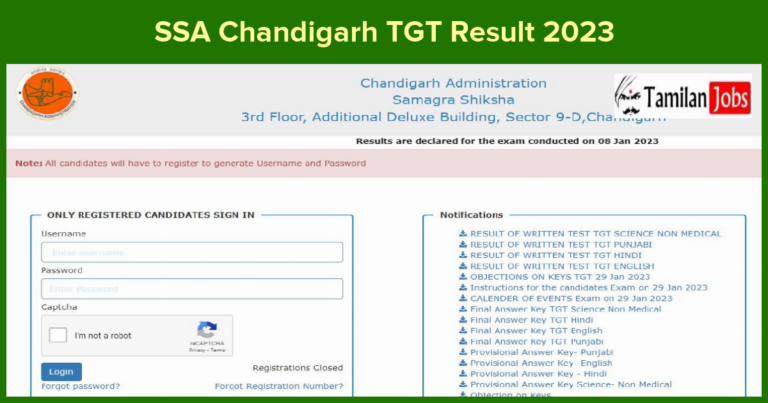 SSA Chandigarh TGT Result 2023