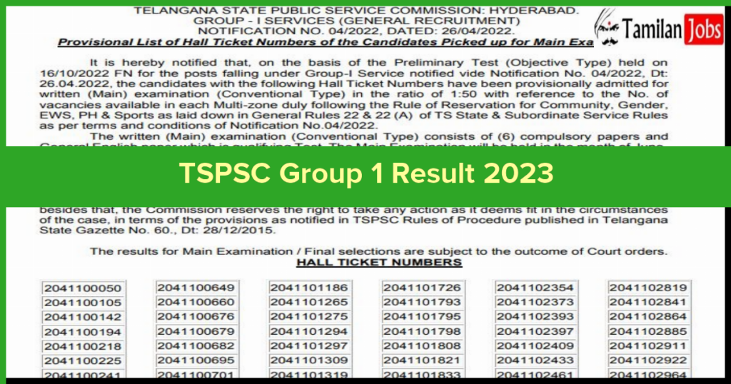TSPSC Group 1 Result 2023 (Released) At Tspsc.gov.in Download Cut Off