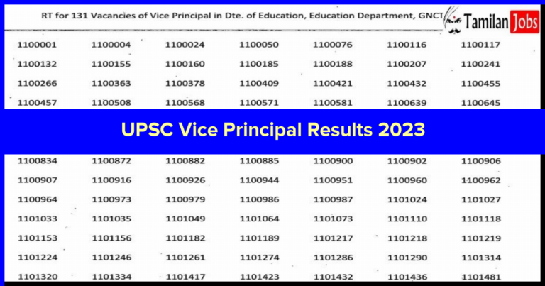 UPSC Vice Principal Results 2023