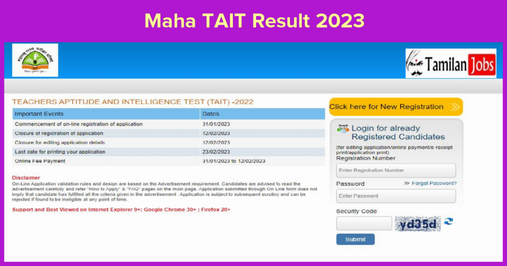 Maha TAIT Result 2023 (Released) Check Cut Off Mark Here