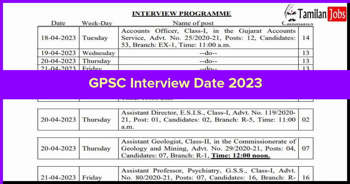 GPSC Interview Date 2023