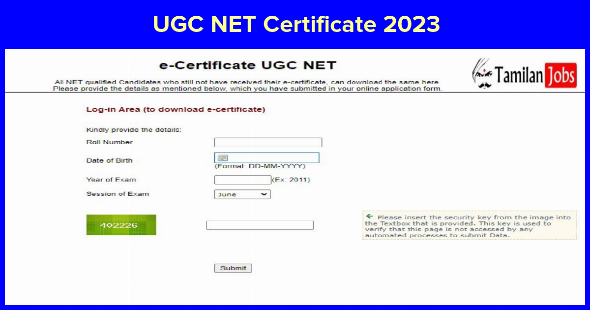 UGC NET Certificate 2023
