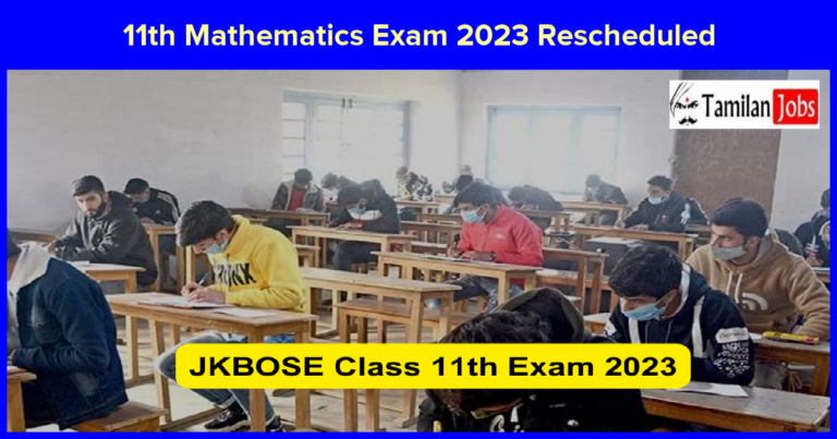 JKBOSE Class 11th Mathematics Exam 2023 Rescheduled Dates  for Hard Zone