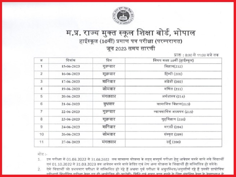 MPSOS Timetable 2023