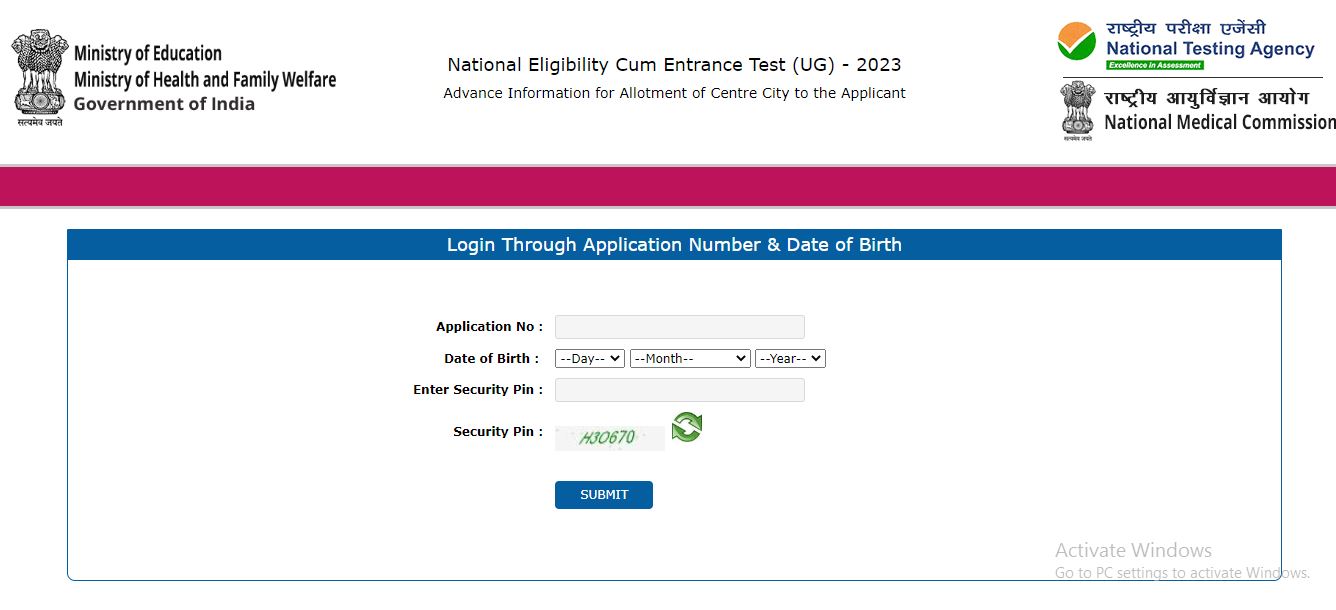 NEET UG 2023 Exam City Slip (Released) Check Admit Card Release Date