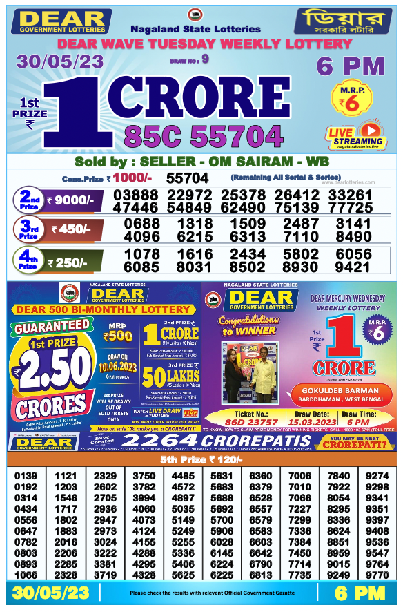 Nagaland State Lottery Today 30