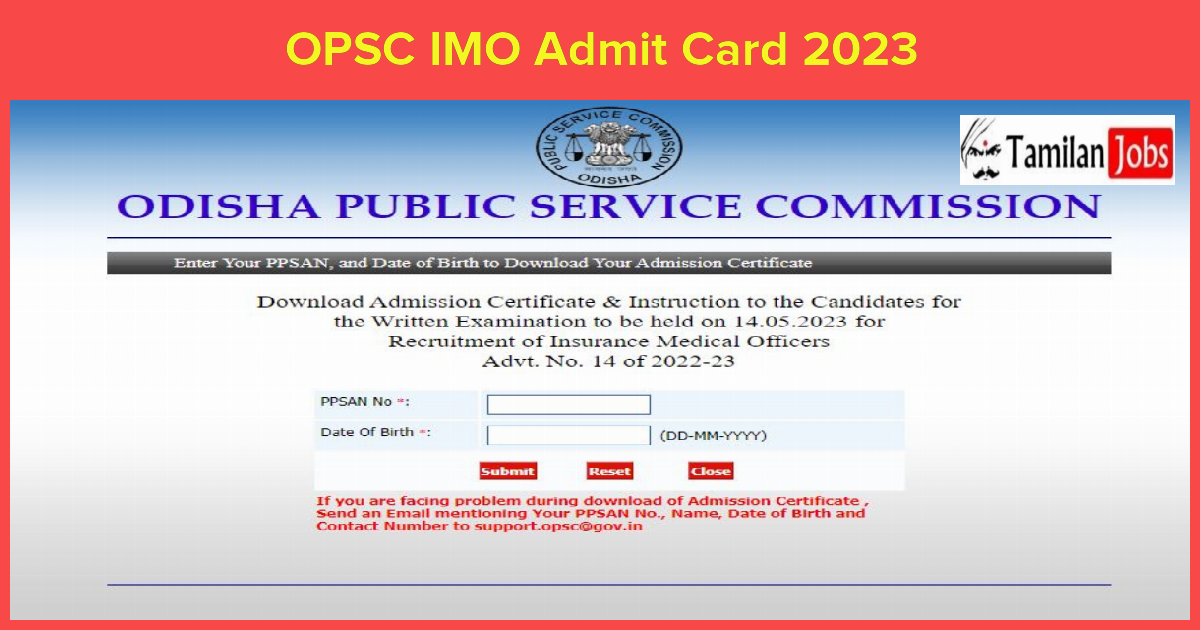 OPSC IMO Admit Card 2023 (Out) Download Hall Ticket Opsc.gov.in
