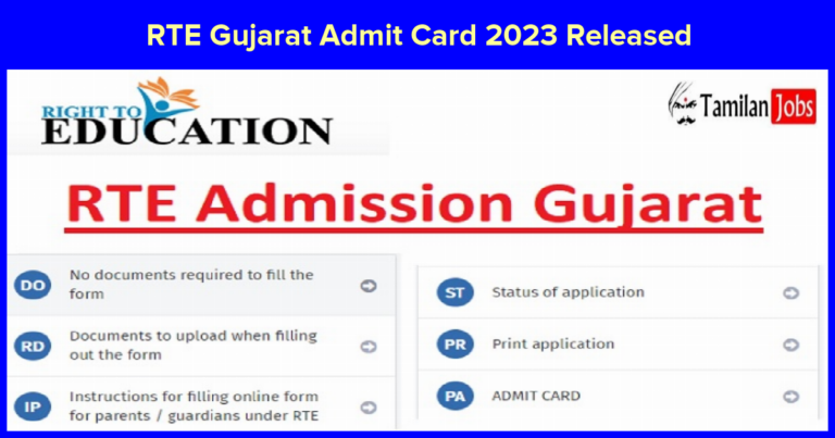 RTE Gujarat Admit Card 2023 Released, RTE First Round Admission