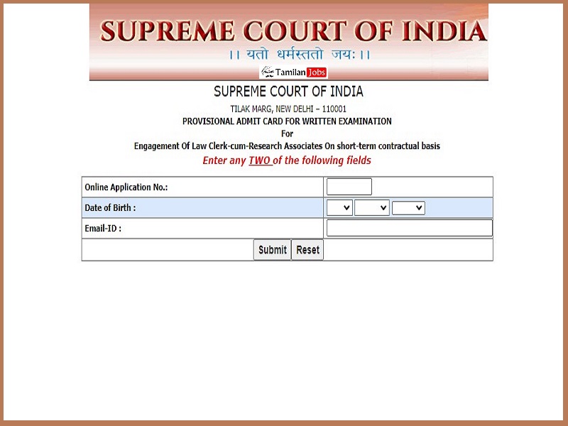 Supreme Court Law Clerk Admit Card 2023