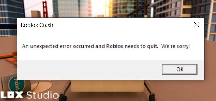 Unexpected Error has Occurred in Roblox: