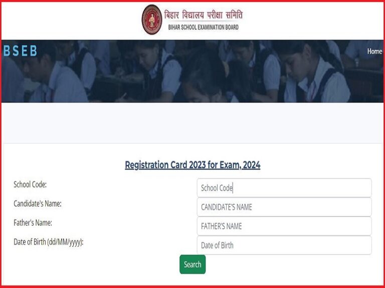 BSEB Bihar Board Class 10th Exam 2024 Dummy Registration Card
