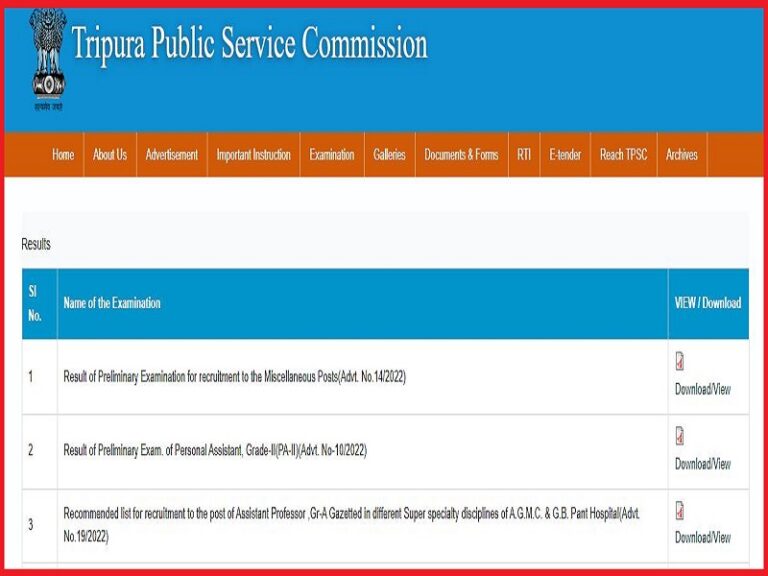 Tripura TCS and TPS Grade 2 Result Expected Date