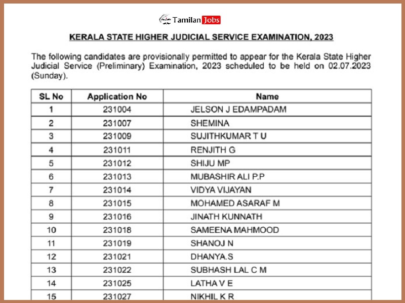 Kerala Higher Judicial Service Exam Date 2023