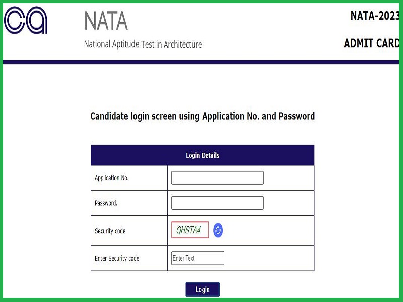 NATA Test 2 Admit Card 2023