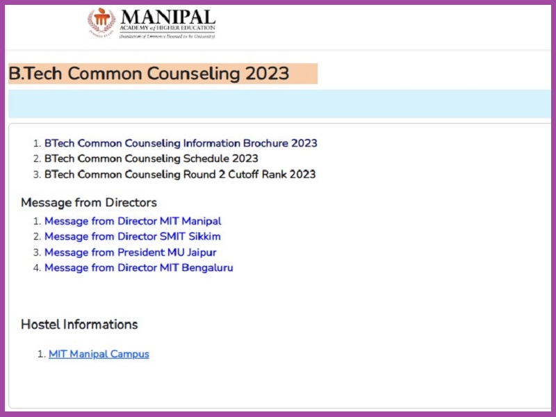Manipal MET 2nd Seat Allotment Result 2023