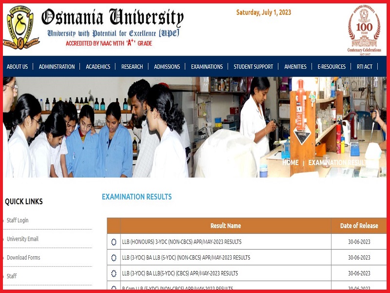Osmania University LLB Results 2023