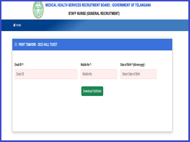 TS Staff Nurse Hall Ticket 2023