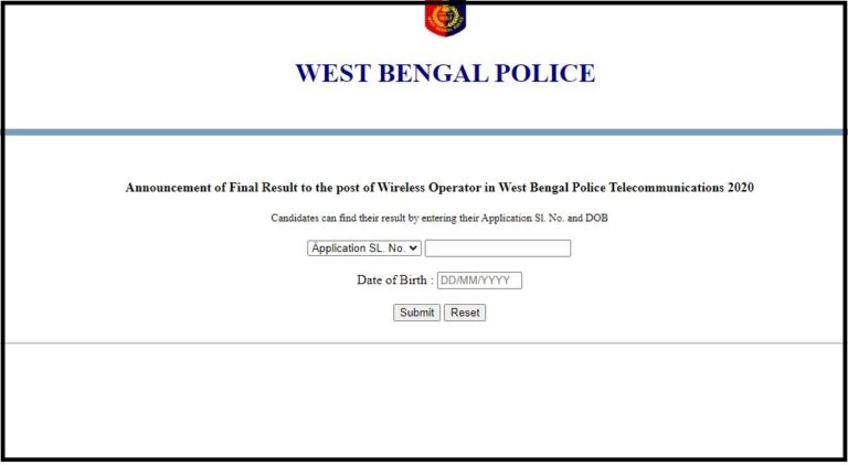 WB Police Wireless Operator Final Result 2023