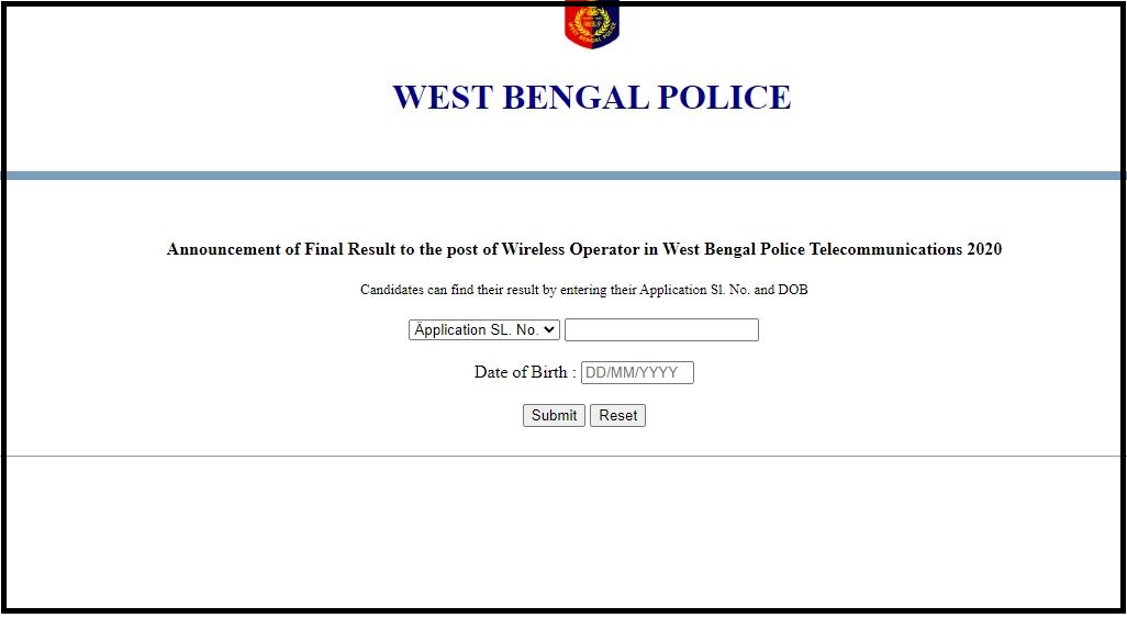 WB Police Wireless Operator Final Result 2023