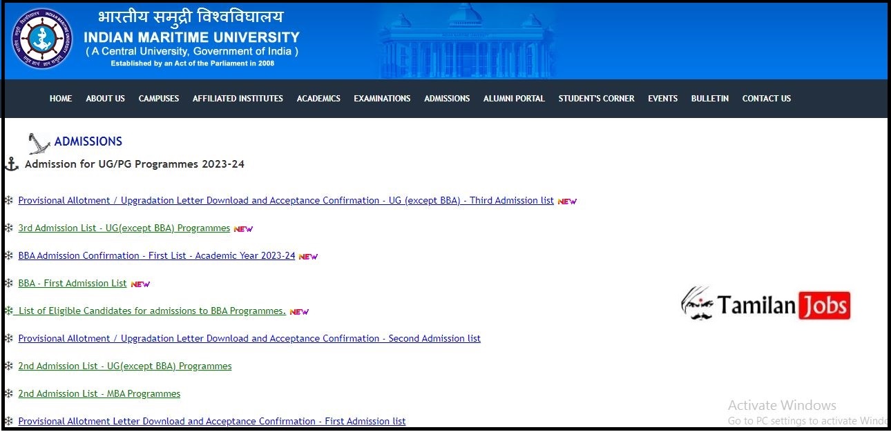 IMU CET 2023 round 3 allotment list